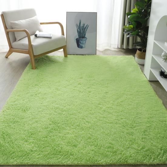 Plush Bedroom Rug, Solid Color Soft Shaggy Carpet, Non-Slip Backing, 19.69 in x 31.5 in Fuzzy Rug for Living Room Kids Room Decor
