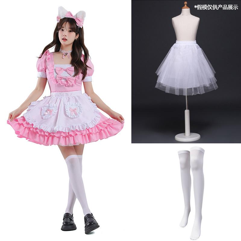 [Moonlight Ying] Female Sexy Cream Sweetheart Maid Pink Luolit Dress