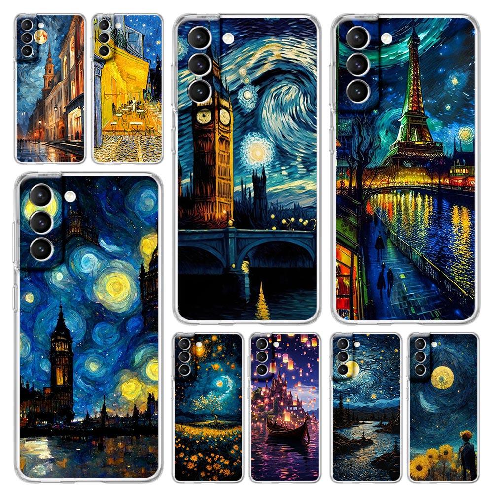 

Чехол для телефона Samsung Galaxy S24 Plus S23 S22 S21 S20 FE Ultra 5G S10 S10E S9, мягкий прозрачный силиконовый чехол Звездная ночь Ван Гог