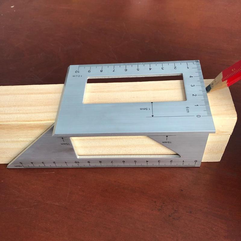1PC Multifunctional Aluminum Woodwork Scriber T Ruler Multifunction Square 45/90 Degree Gauge Angle Ruler Measuring Woodworking Tool