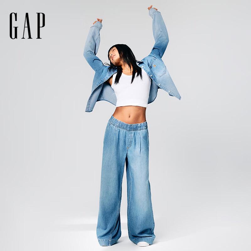 

Gap Women s Mid-Rise Relaxed Wide-Leg Lyocell Blend Jeans 734203 XS