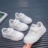 Children's White Soft Bottom Sports Board Shoes Student Casual Boys and Girls Leather Panel Shoes