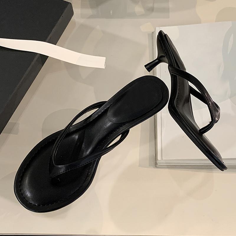 Street Style Low Thin Heels Slippers Women Clip Toe Gladiator Sandals Female Mules Slides Shoes Beach Party Flip Flops