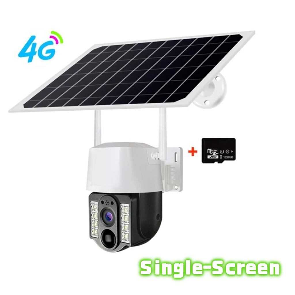 Kabellose 4G/WiFi Solar-Überwachungskamera, Einzel-/Doppel-/Dreifachbildschirm-Anzeige, 360° Schwenk-Neige-Vollfarb-Tag- & Nachtüberwachung