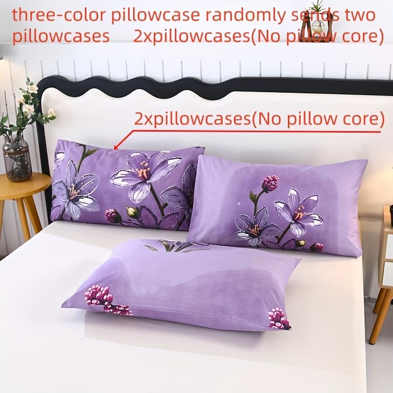 3pcs Polyester Printed Floral Soft Beige-Friendly Duvet Cover Set, One Duvet Cover Plus Two Pillowcases, Suitable for Bedroom