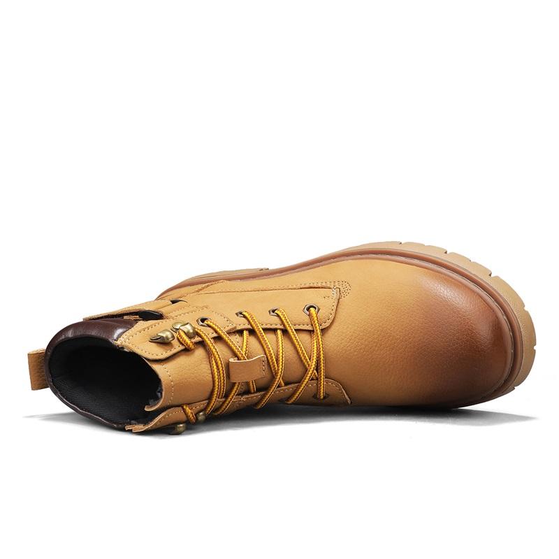Men's Boots Lace Up Winter New High Top Leisure All-match Men's Casual Boots Non-slip Trend Rubber Men Flat Boots