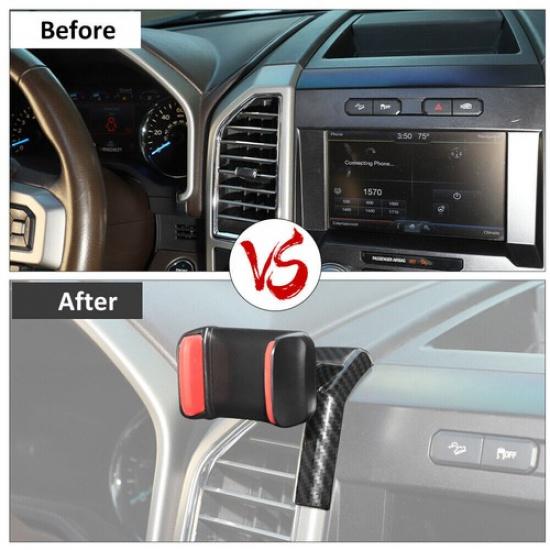 360° Phone Holder Mount Cellphone Bracket For Ford F-150 2015- Carbon Fiber