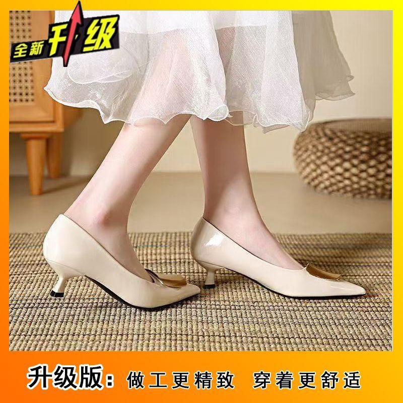 Spring and summer French pointed toe shallow mouth high heels niche design temperament celebrity stiletto single shoes