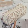 Floral Large Capacity Quilted Cotton Makeup Bag - Portable Japanese/Korean Style for Travel