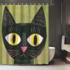 Stylish Black Cat Face Shower Curtain Machine Washable All Season Waterproof Privacy Protection Art Design Modern 12Hooks