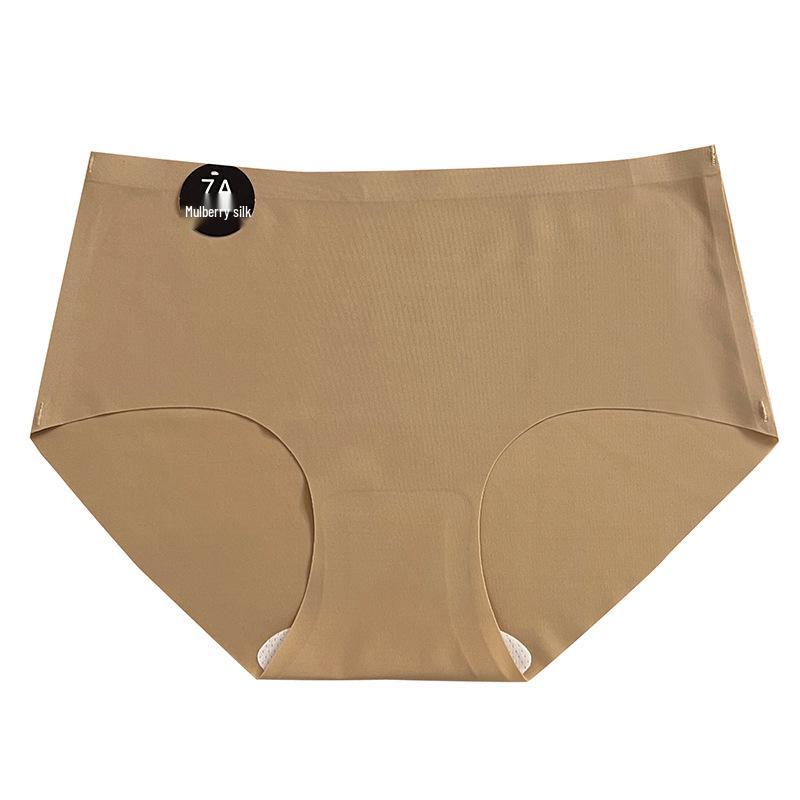 Korean Style Seamless Mid-Waist Women's Thongs: Ice Silk, Antibacterial, Skin-Friendly, Solid Color