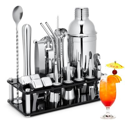 Set Shaker Cocktail, 23 Piese Kit Barman Boston din Oțel Inoxidabil Broșură Rețete Cocktailuri, Unelte Profesionale de Bar pentru Mixat Băuturi
