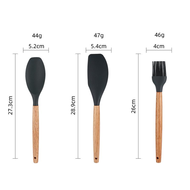 12 Pcs Wooden Handle Kitchen Utensil Set With Heat Resistant Silicone Non-Scratch And Bpa Free