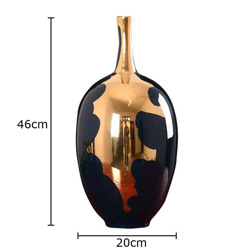 Gold-plated Ceramic Vase Modern Design Flower Pots Desk Decoration Artificial Flowers Decorative Shiny Porcelain Floral Vases