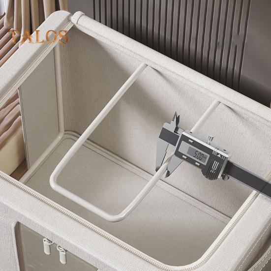 Clothes Storage Bins with Metal Frame Stackable Storage Box Zipper Closure Closet Organization Foldable Clothing Storage Bins with Lids