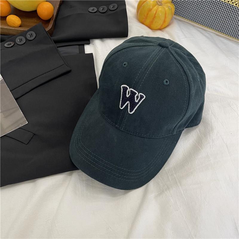 Letter baseball cap women's wide brim big head circumference black cap fashion couple retro face hat