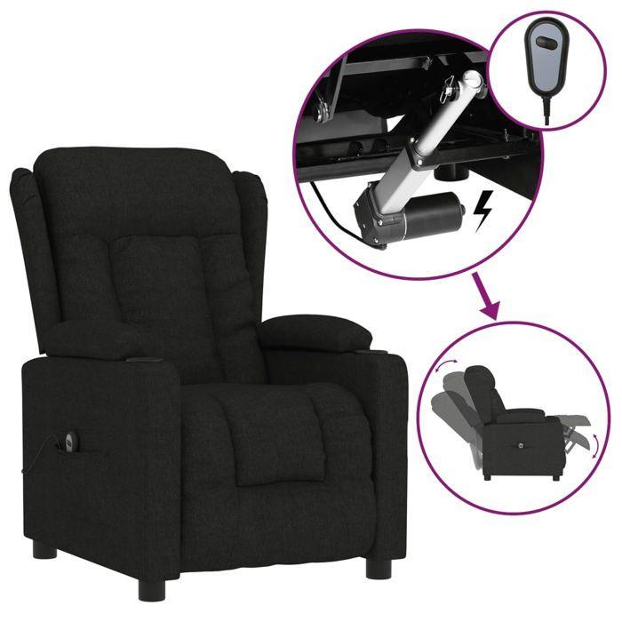 VidaXL Fauteuil inclinable électrique Noir Tissu 3098779