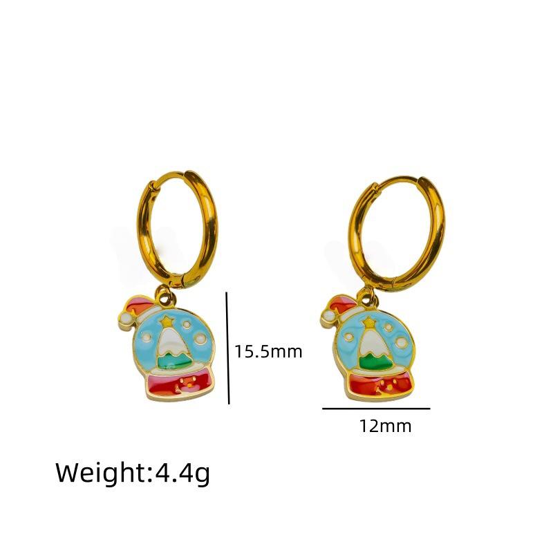New Fashion Christmas Earrings: Creative Snowman & Tree Design In Stainless Steel