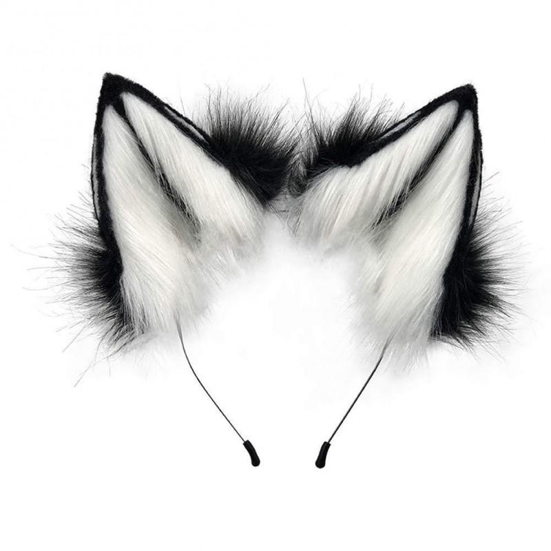 Handmade Plush Animal Ear Headband Cosplay Party Costume Wolf Fox Ears Hair Accessory Unisex