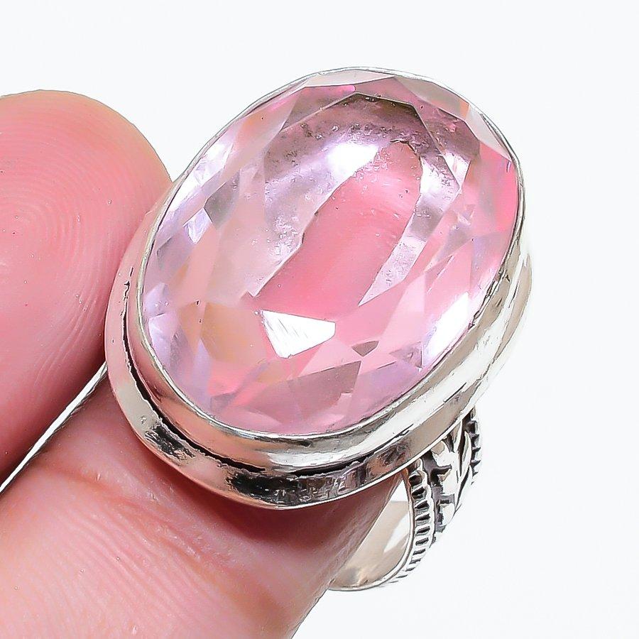 Natural Pink Kunzite Gemstone 925 Sterling Silver Jewelry Ring Size 7 AR-18139