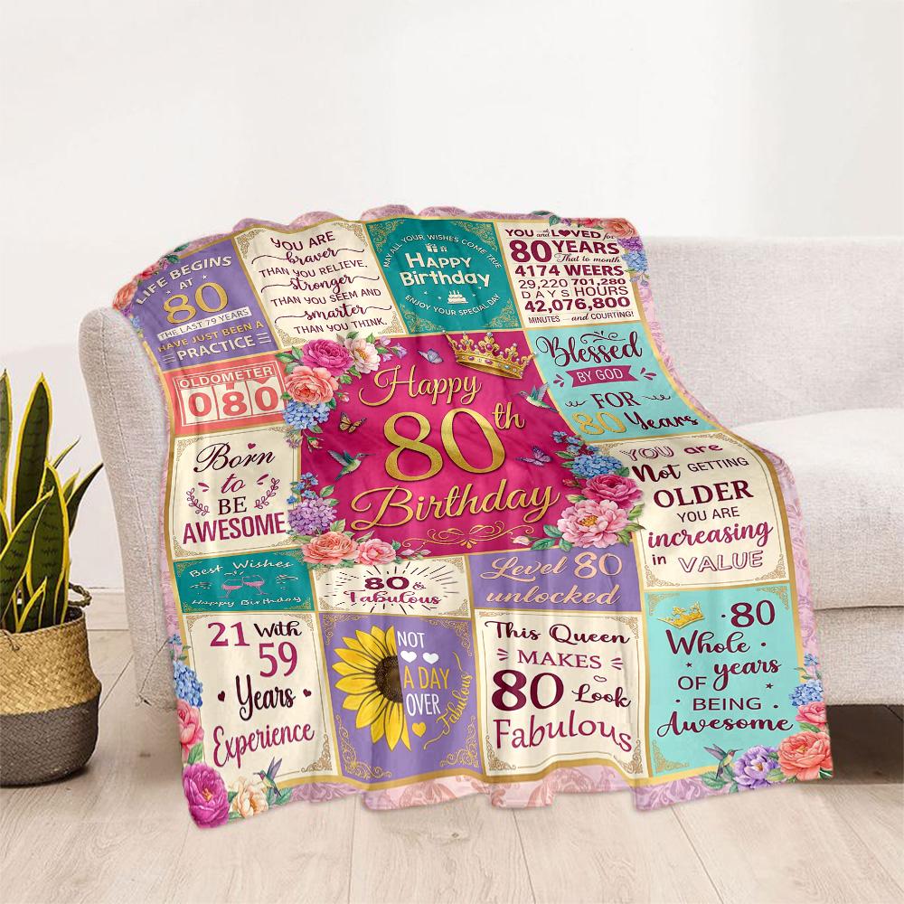 Celebrating 80 Years Of Excellence Flannel Blanket-Soft and Suitable for Sofas,Beds,Offices,Travel,All Seasons,Great Gift for Holidays and Birthdays.