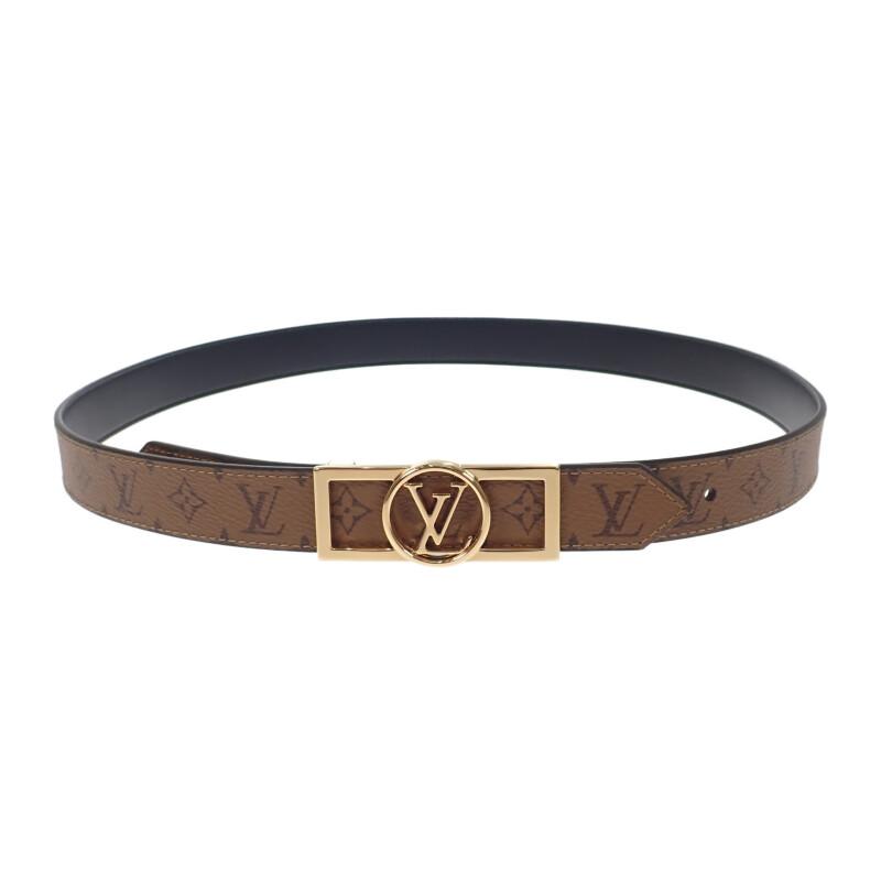 

LOUIS VUITTON M0203V 85 Monogram belt Brown/black leather Women