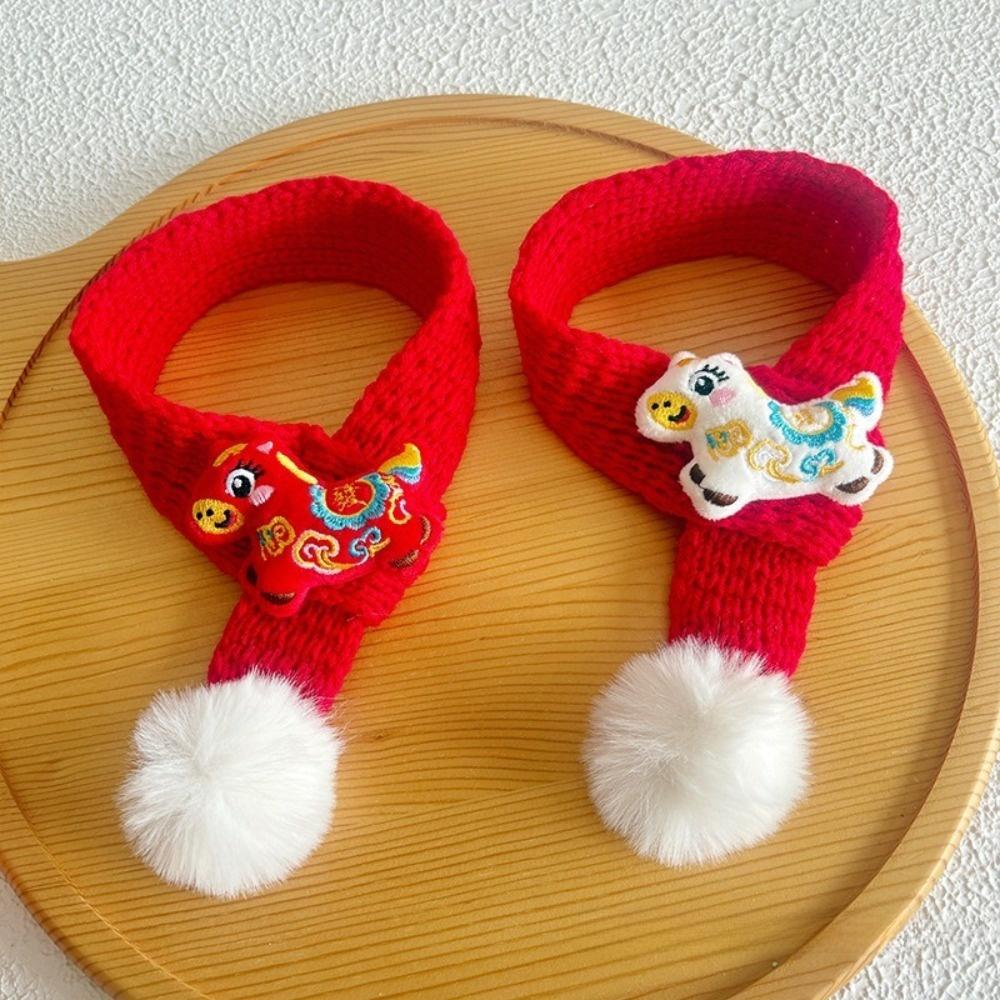 Year Pet Red Color Pet Scarf Warm Collar Horse Year Cat Scarf Blessing Hoop Lucky Design Dress Up Accessories Holiday Dress Up