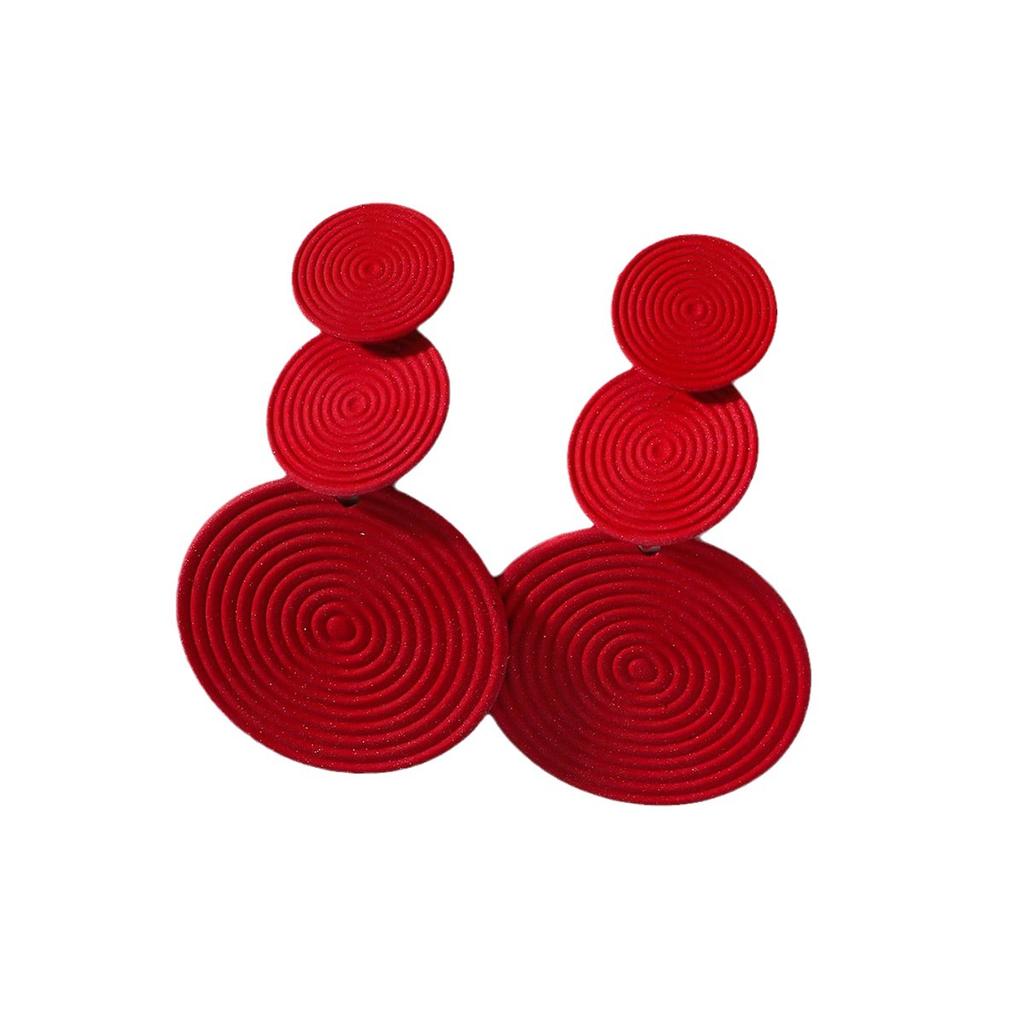 Jewelry geometric design sense temperament personality mosquito coil disc fashion red retro European and American exaggerated earrings
