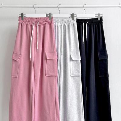 New Arrivals Open Run Women Cargo Jogger Pants Pink Banding Waist