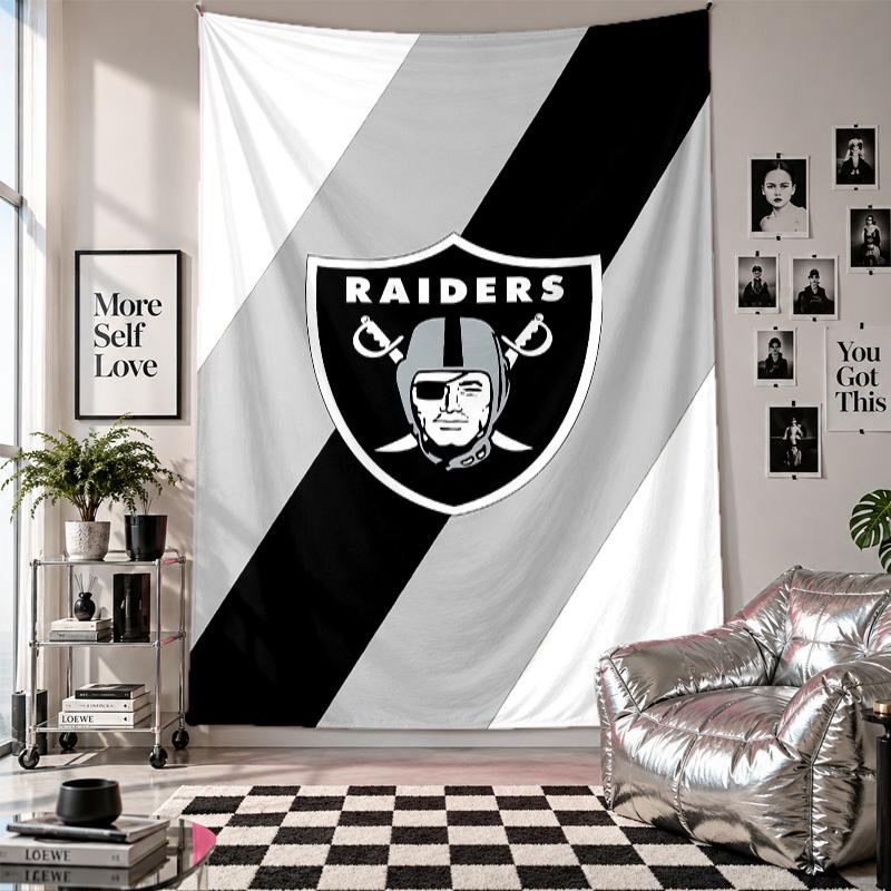 Las Vegas Raiders Wandteppich Heimdekoration Wandbehang Stoff für Schlafzimmer Wohnzimmer Hintergrund