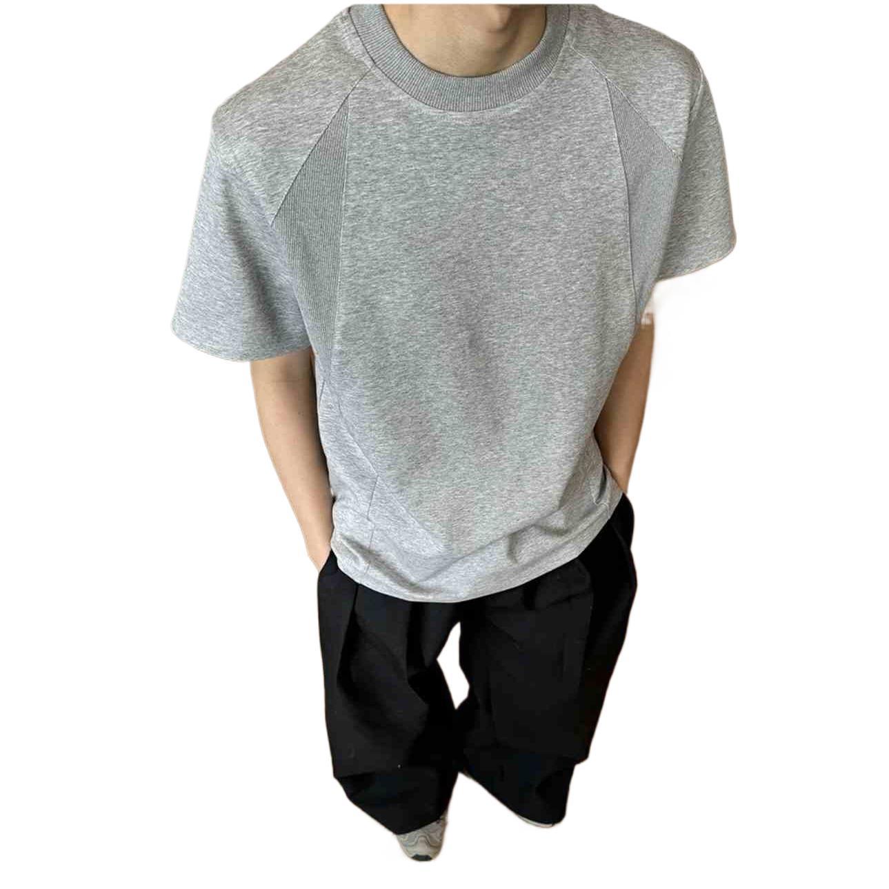 

Мужская серая футболка из плотного трикотажа с ребристыми вставками, из хлопка Air, с прямыми плечами и короткими рукавами - Solona Cleanfit. M серый