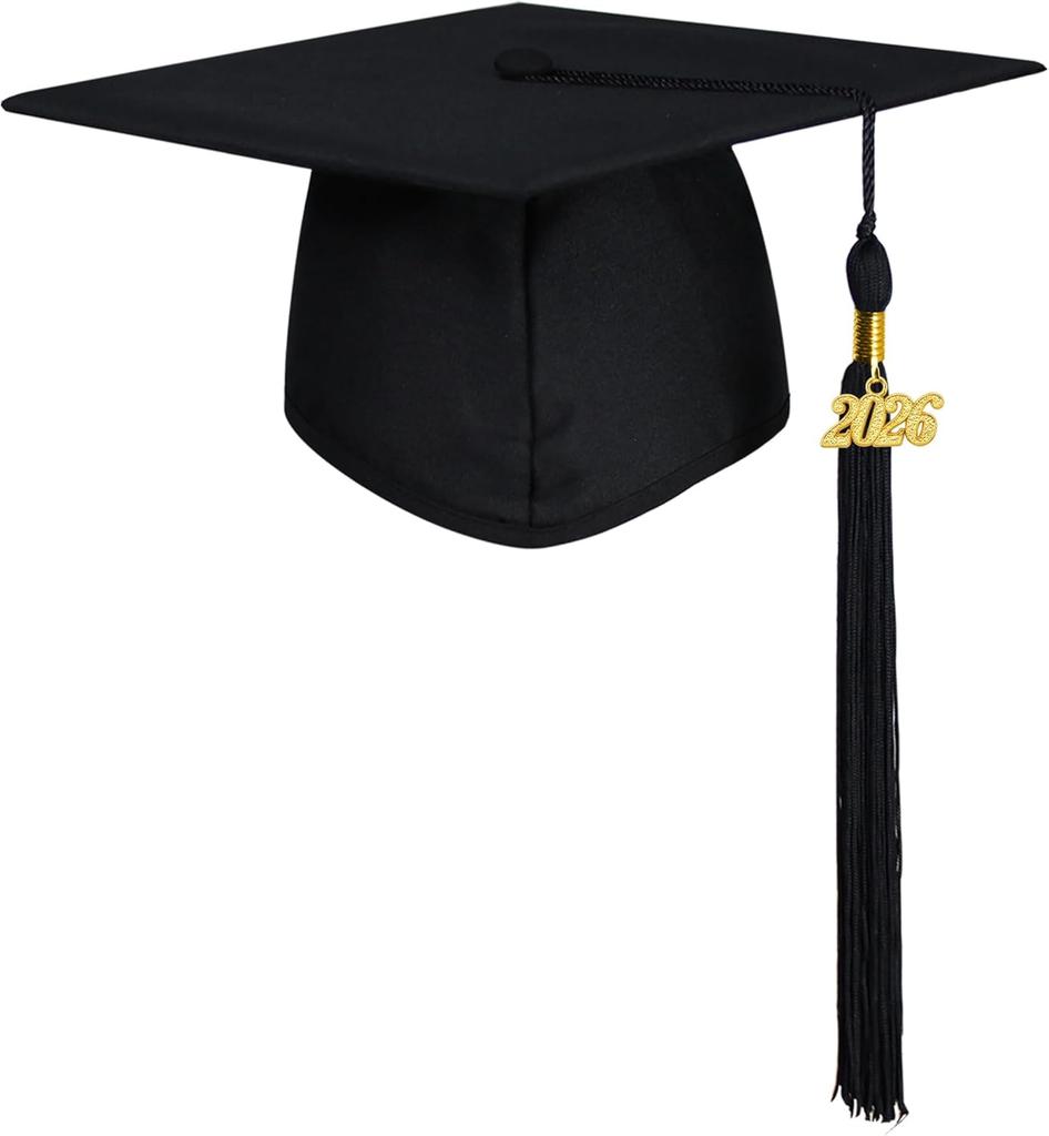 Matte Graduation Cap with 2026 Tassel for High School & BachelorWM