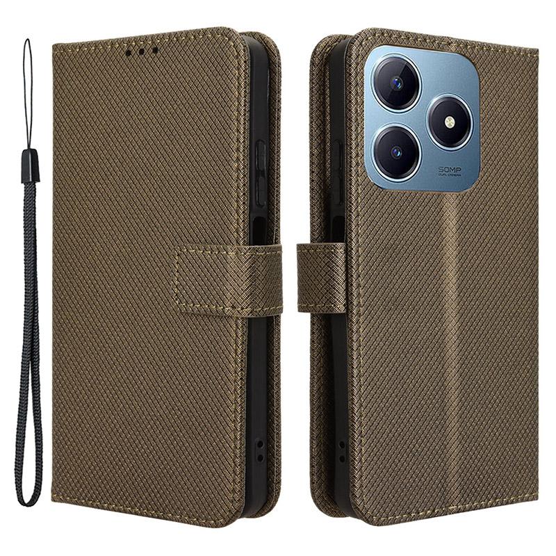 For Realme Note 60x 4G/C63 4G/C61 4G/Narzo N63 4G Case Leather Phone Cover Diamond Texture