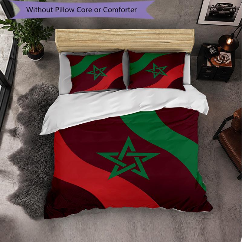 Ensemble de literie 3 pièces motif football Maroc Housse de couette douce en microfibre avec taies d'oreiller pour chambre à coucher