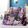 Cat In Purple Flowers Customize Your Name Blanket Used For Chair Office Sofa Bed Camping Soft And Warm Giving Friends And Relatives Birthday