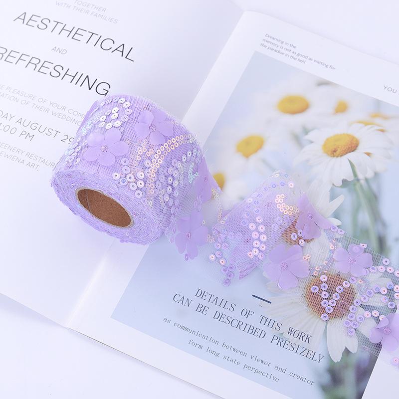 

10 ярдов сетчатой ткани, рулон тюля, вышитые пайетки, цветы, тюль, тесьма, своими руками, аксессуары для волос, свадебные украшения для вечеринок, поделки