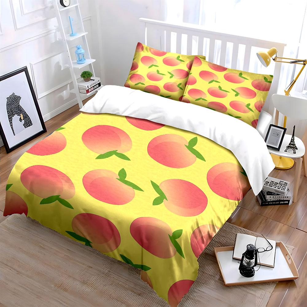 Peach Print Bedding Set Bedding Duvet Cover Set Duvet Cover Pillowcases (1 * Duvet Cover 2 * Pillowcases, without duvet insert)
