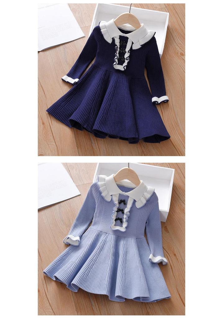 2025 Girls' Woolen Princess Dress – Autumn/Winter Long Sleeve Korean Style for Children