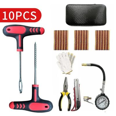 Heavy Duty Motorcycle Bike Tire Repair Accessories Tire Repair Set Portable Tire Repair Set With Rubber Strip Puncture Plug Tool