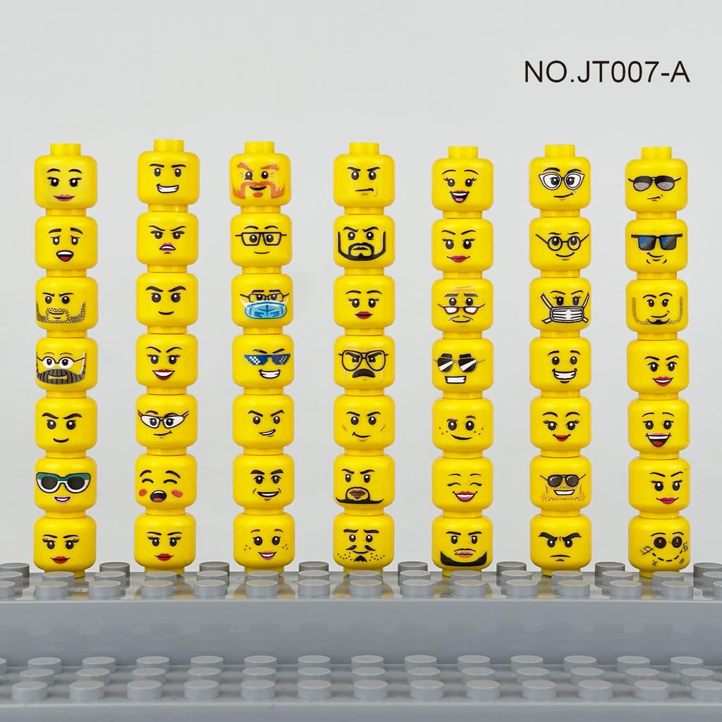 56pcs/Lot DIY Figures Head Building Blocks Accessories Laugh Cry Charming Angry Facial Expression Mini Bricks Toys Model Kids Gifts