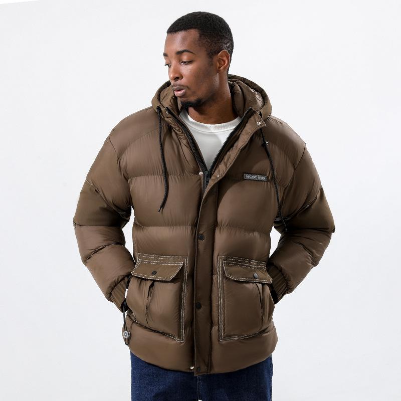 

Мужская зимняя бархатная утолщенная многокарманная стеганая одежда большого размера, повседневная стеганая куртка XXXXL темно-коричневого