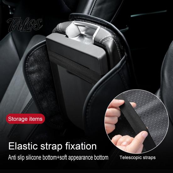 Faux Leather Center Console Pad Car Cover, Armrest Cover for Car, Cushion Universal Middle with Side Storage Pockets Box