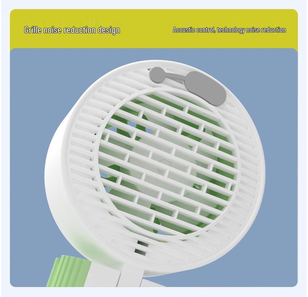 Cartoon Portable 6-Speed USB Rechargeable Handheld Folding Fan with Clip and Ultra-Fast Spray