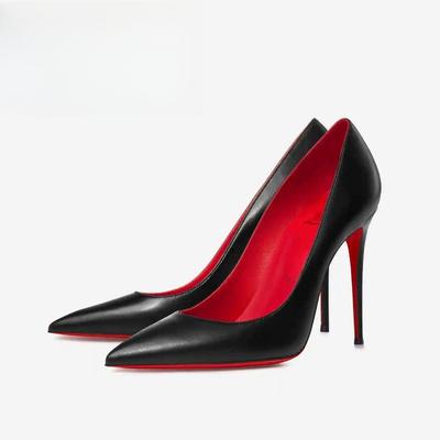 Soleist Women Heels Black Matte High Heels Trend Elegant Woman Heeled Luxury Pumps Red Shiny Bottoms Pointed Toe Sexy Prom Shoes