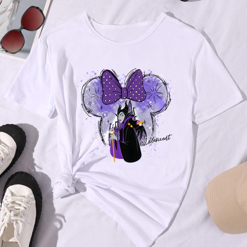 2025 New Funny Women Graphic T Shirts Kawaii Belle Disney Princess Women Clothes Summer Clothes Women Tops