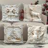 Pillow Covers 18x18 Inch Embossed Pillowcase Decorations Winter 4 Piece Christmas Couch Pillow Covers For Holiday Farmhouse