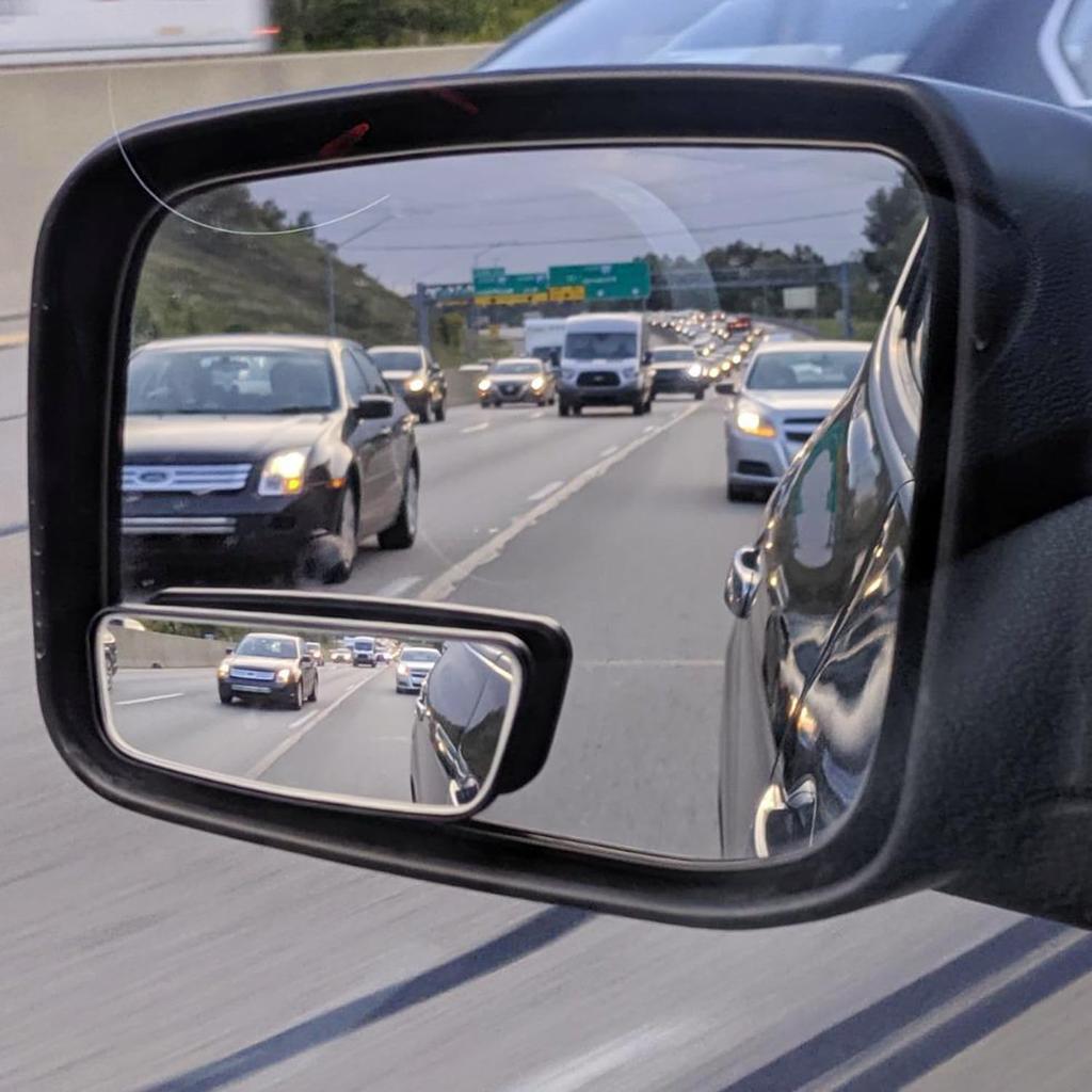 Ampper Rectangle Blind Spot Mirror, HD Glass ABS Housing Convex Wide Angle Rearview Blindspot Car Mirror for Car SUV and Truck (Framed, Pack of 2)