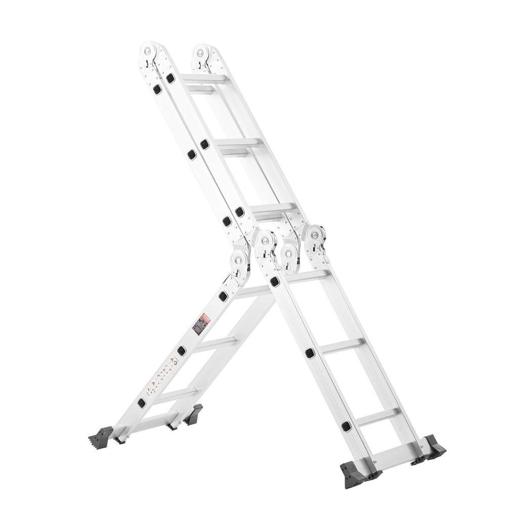 Échelle Pliante Polyvalente 7-en-1 3 Marches Hauteur d'Atteinte 12 pieds pour le Travail