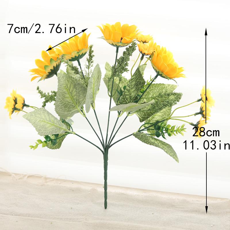 Artificial Flower 13 Heads Silk Sunflower Bouquet Fake Daisy Home Living Room Outdoor Decor DIY Wedding Wreath Decoration