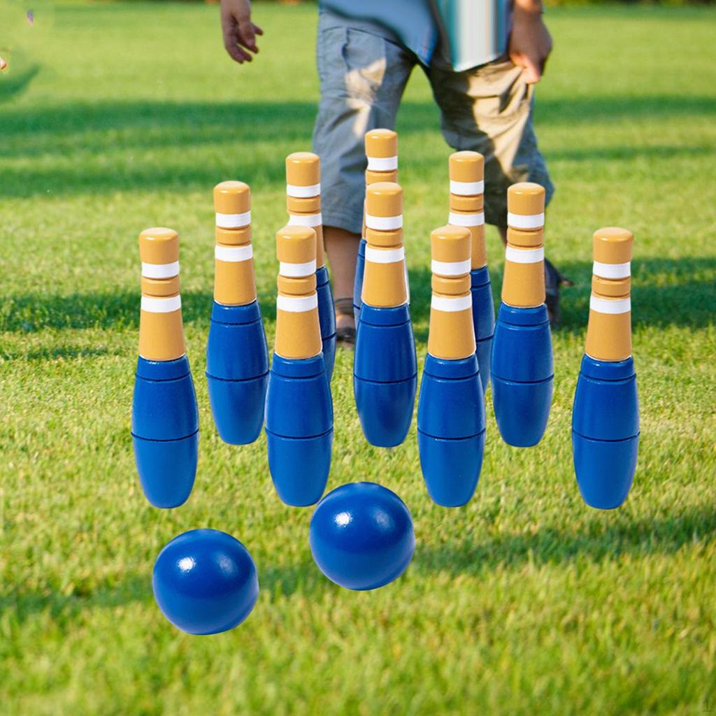 Wooden Bowling Set Backyard Games Play Balls Outdoor Children's Toys Game Props for